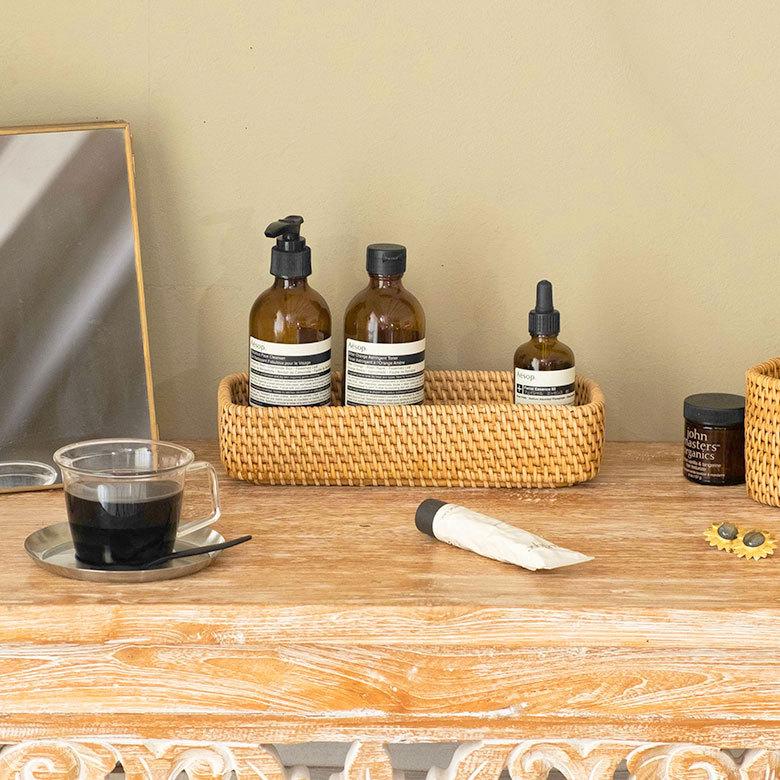 トレイ トレー 長方形 ボックス カトラリーケース ラタン 籐 ホワイト ナチュラル W約25.5cm アジアン リゾート テーブルコーディネート13978 | ELEMENTS（インテリア） | 19