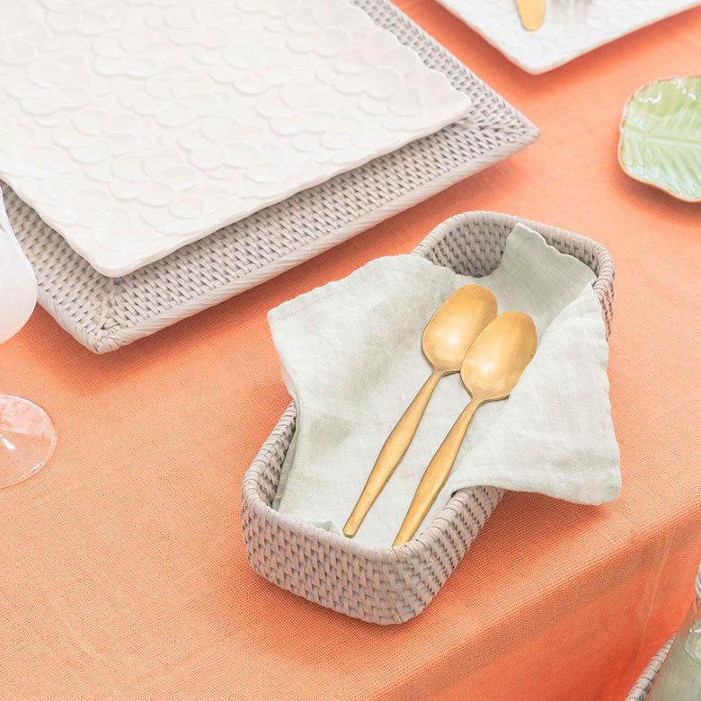 トレイ トレー 長方形 ボックス カトラリーケース ラタン 籐 ホワイト ナチュラル W約25.5cm アジアン リゾート テーブルコーディネート13978 | ELEMENTS（インテリア） | 20