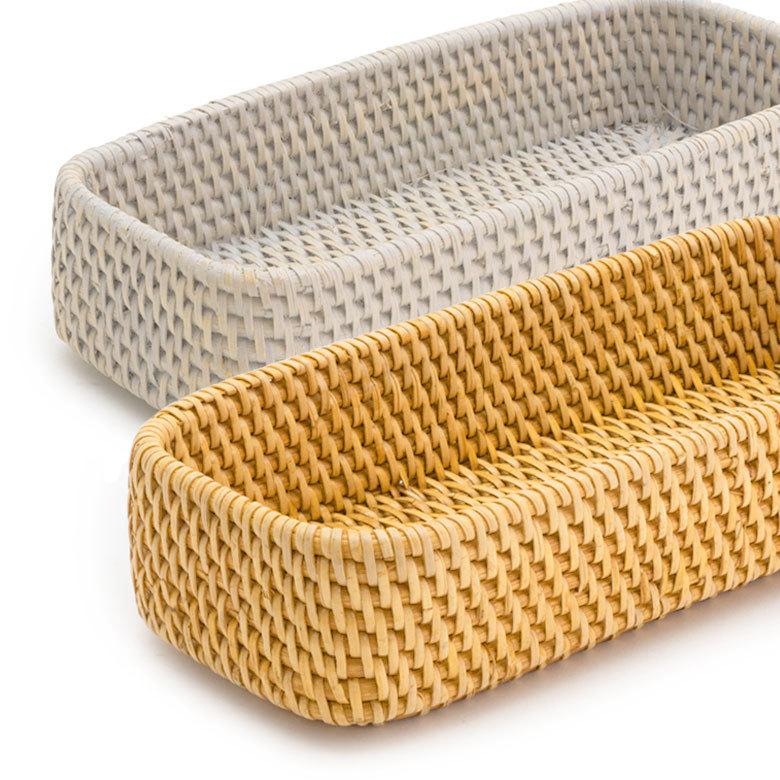 トレイ トレー 長方形 ボックス カトラリーケース ラタン 籐 ホワイト ナチュラル W約25.5cm アジアン リゾート テーブルコーディネート13978 | ELEMENTS（インテリア） | 04