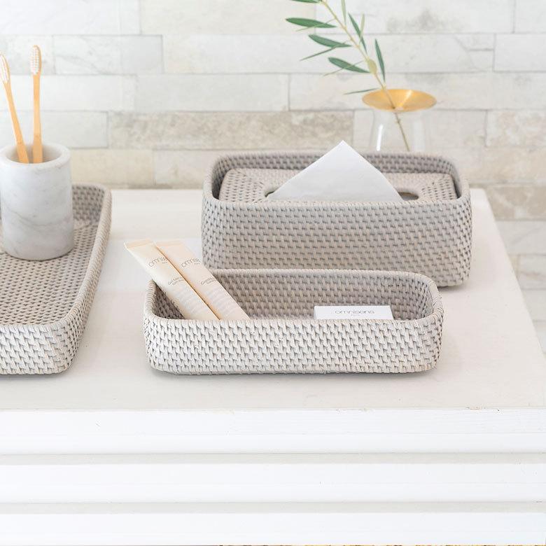 トレイ トレー 長方形 ボックス カトラリーケース ラタン 籐 ホワイト ナチュラル W約25.5cm アジアン リゾート テーブルコーディネート13978 | ELEMENTS（インテリア） | 07