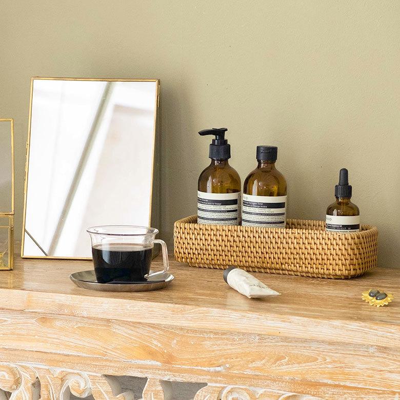 トレイ トレー 長方形 ボックス カトラリーケース ラタン 籐 ホワイト ナチュラル W約25.5cm アジアン リゾート テーブルコーディネート13978 | ELEMENTS（インテリア） | 09