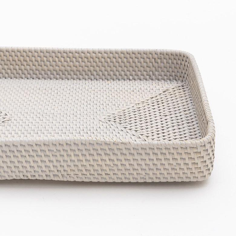 トレイ トレー 長方形 ボックス カトラリーケース ラタン 籐 ホワイト ナチュラル W約35cm アジアン リゾート テーブルコーディネート13979 | ELEMENTS（インテリア） | 15