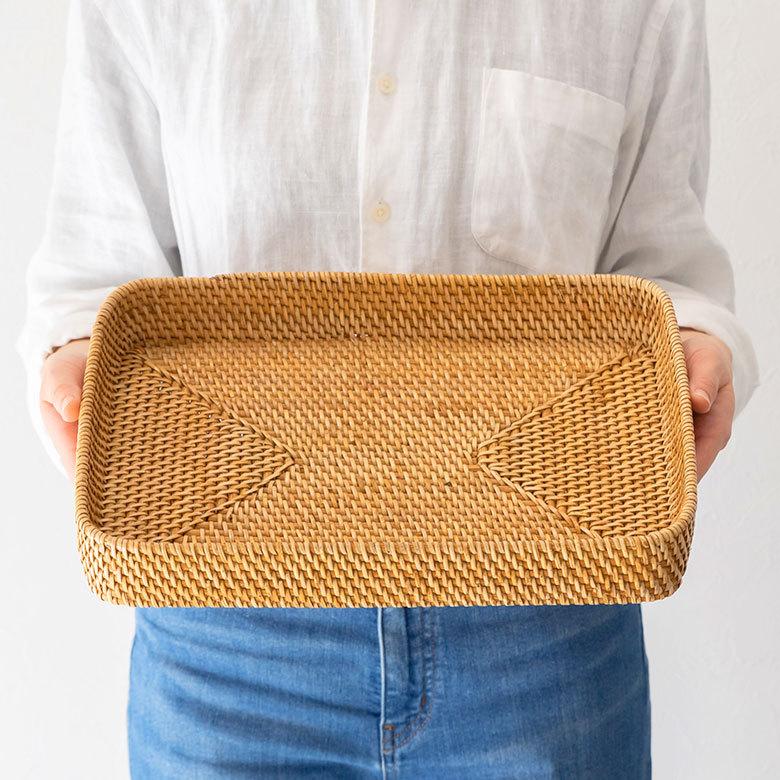トレイ トレー 長方形 ボックス カトラリーケース ラタン 籐 ホワイト ナチュラル W約35cm アジアン リゾート テーブルコーディネート13979 | ELEMENTS（インテリア） | 11
