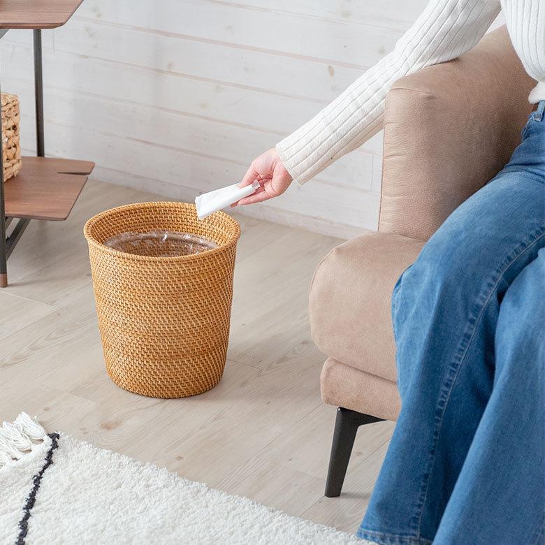 ゴミ箱 リング付き ダストボックス おしゃれ バスケット かご カゴ ラタン 籐 ホワイト ナチュラル 約 W約27.5cm プランターカバー 7号鉢 1397 | ELEMENTS（インテリア） | 13