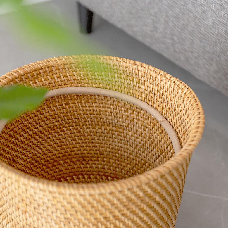 ゴミ箱 リング付き ダストボックス おしゃれ バスケット かご カゴ ラタン 籐 ホワイト ナチュラル 約 W約27.5cm プランターカバー 7号鉢 1397 | ELEMENTS（インテリア） | 14