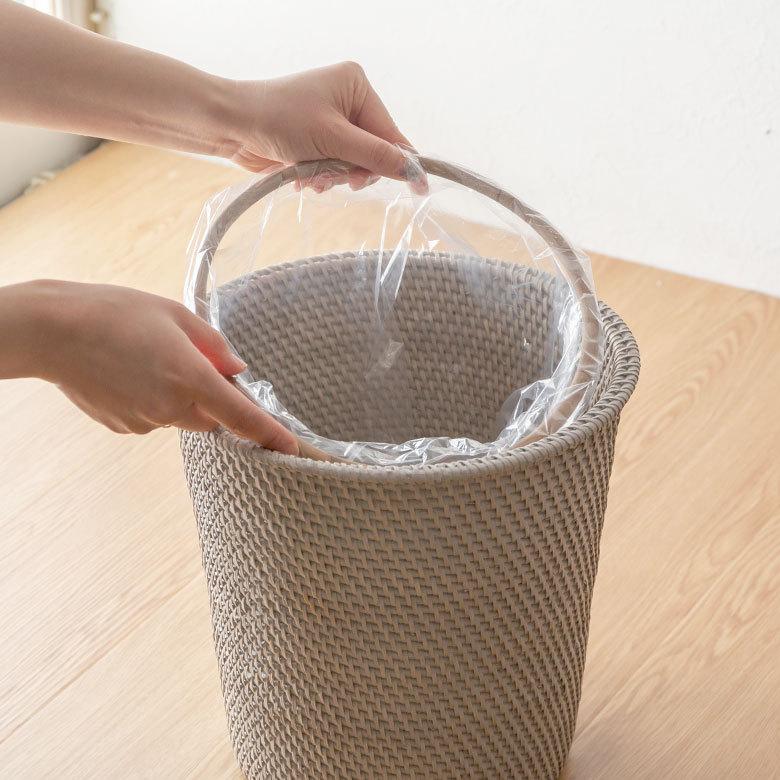 ゴミ箱 リング付き ダストボックス おしゃれ バスケット かご カゴ ラタン 籐 ホワイト ナチュラル 約 W約27.5cm プランターカバー 7号鉢 1397 | ELEMENTS（インテリア） | 09