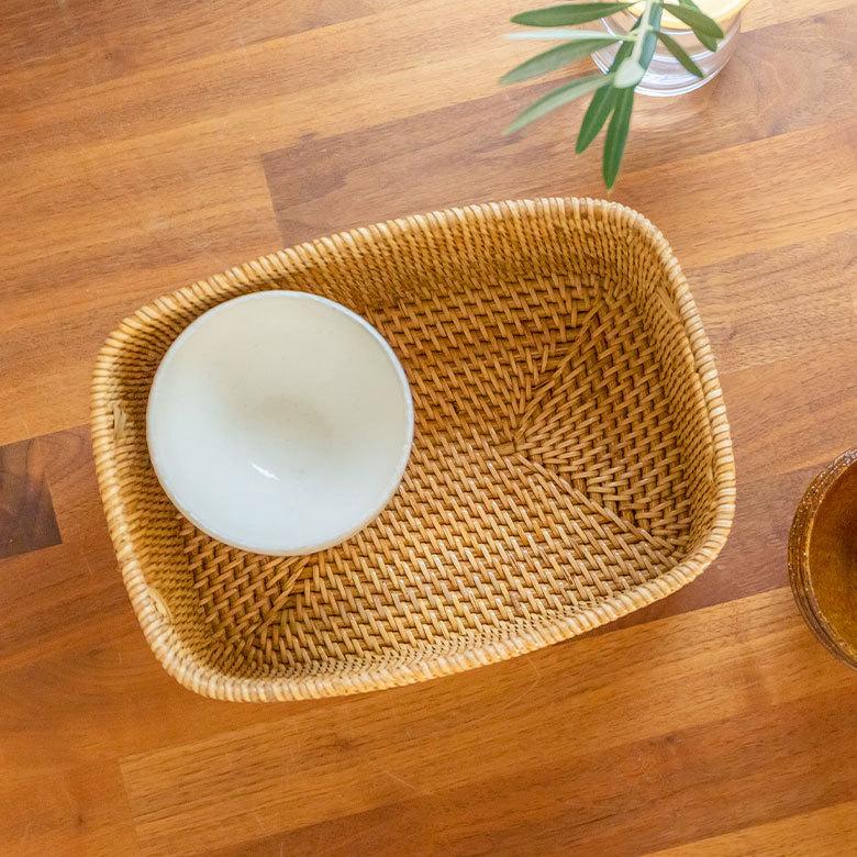 バスケット かご 深型 ケース 書籍 CD DVD ラタン 籐 ホワイト ナチュラル W約20cm アジアン リゾート テーブルコーディネート13980 | ELEMENTS（インテリア） | 14