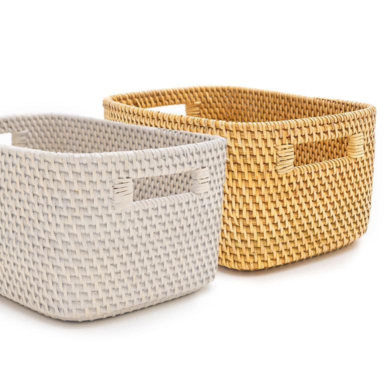 バスケット かご 深型 ケース 書籍 CD DVD ラタン 籐 ホワイト ナチュラル W約20cm アジアン リゾート テーブルコーディネート13980 | ELEMENTS（インテリア） | 04