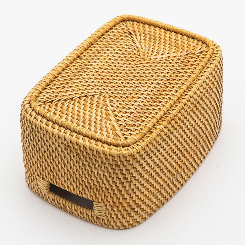 バスケット かご 深型 ケース 書籍 CD DVD ラタン 籐 ホワイト ナチュラル W約20cm アジアン リゾート テーブルコーディネート13980 | ELEMENTS（インテリア） | 08