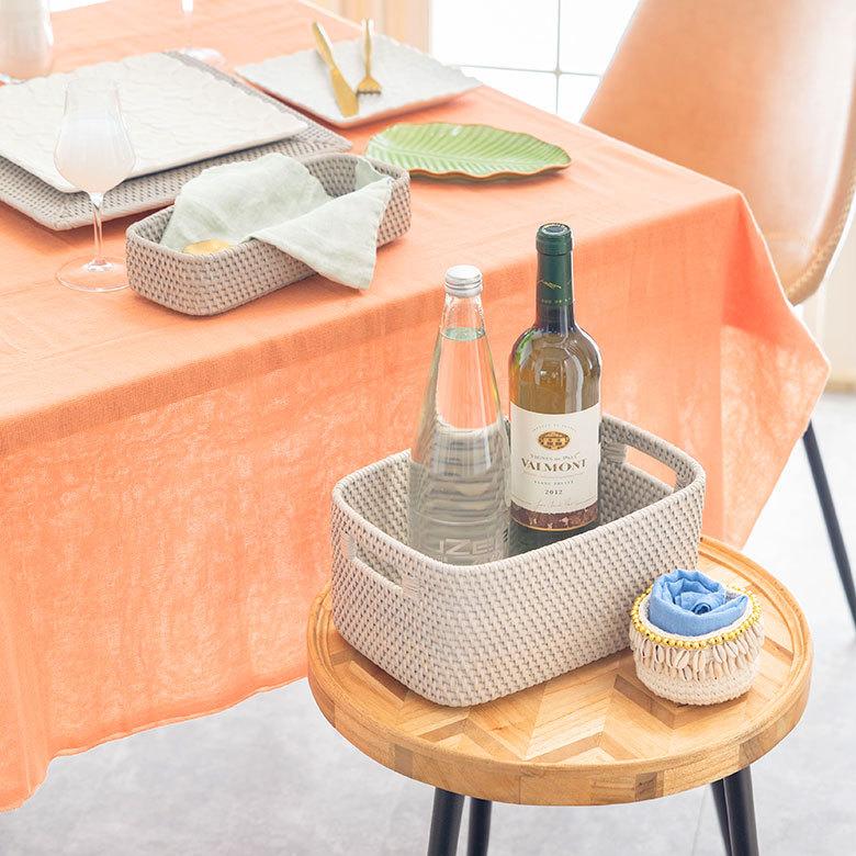 バスケット かご 深型 ケース 書籍 CD DVD ラタン 籐 ホワイト ナチュラル W約20cm アジアン リゾート テーブルコーディネート13980 | ELEMENTS（インテリア） | 10