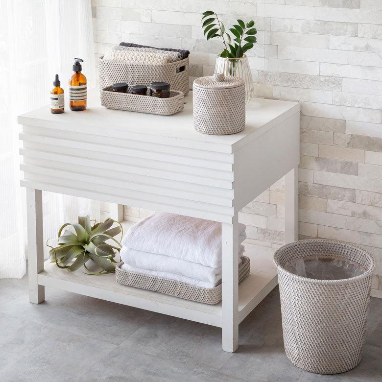 トイレットペーパーケース かご 籠 カゴ ボックス ケース ラタン 籐 ホワイト ナチュラル 約 W 14cm D 14cm H 15.5cm 13981 | ELEMENTS（インテリア） | 13