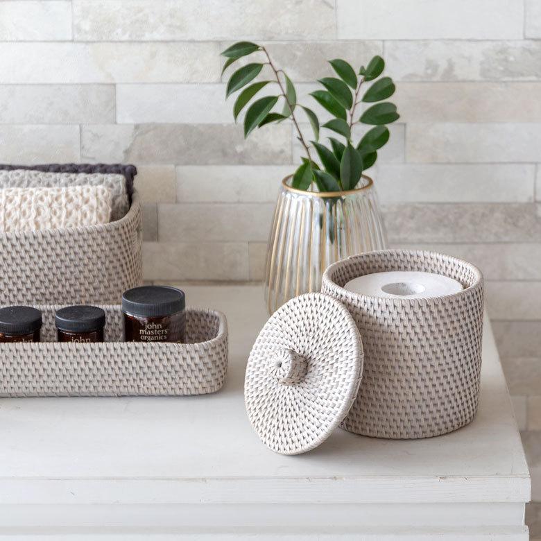 トイレットペーパーケース かご 籠 カゴ ボックス ケース ラタン 籐 ホワイト ナチュラル 約 W 14cm D 14cm H 15.5cm 13981 | ELEMENTS（インテリア） | 21