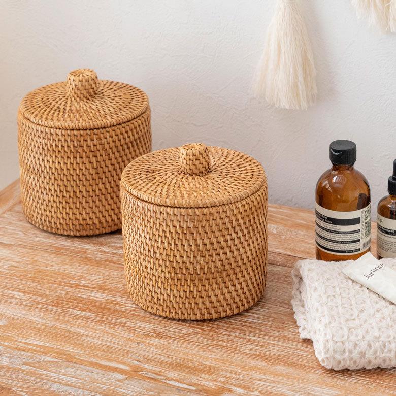 トイレットペーパーケース かご 籠 カゴ ボックス ケース ラタン 籐 ホワイト ナチュラル 約 W 14cm D 14cm H 15.5cm 13981 | ELEMENTS（インテリア） | 04