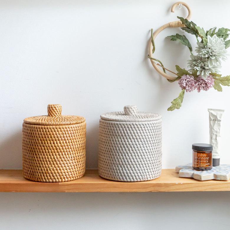 トイレットペーパーケース かご 籠 カゴ ボックス ケース ラタン 籐 ホワイト ナチュラル 約 W 14cm D 14cm H 15.5cm 13981 | ELEMENTS（インテリア） | 07