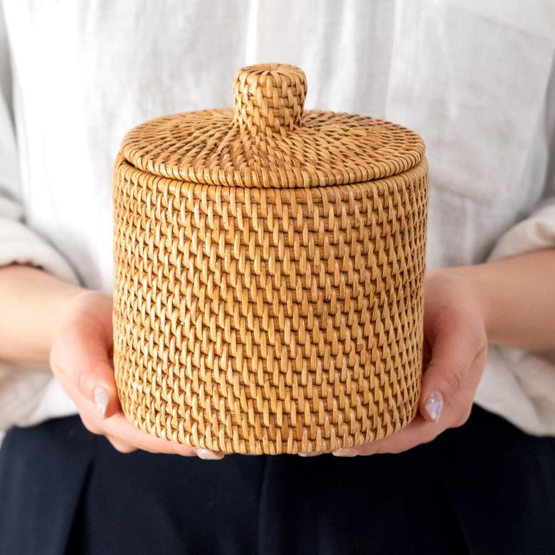 トイレットペーパーケース かご 籠 カゴ ボックス ケース ラタン 籐 ホワイト ナチュラル 約 W 14cm D 14cm H 15.5cm 13981 | ELEMENTS（インテリア） | 08