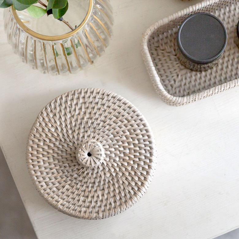 トイレットペーパーケース かご 籠 カゴ ボックス ケース ラタン 籐 ホワイト ナチュラル 約 W 14cm D 14cm H 15.5cm 13981 | ELEMENTS（インテリア） | 09