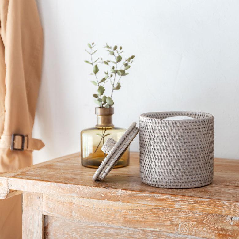 トイレットペーパーケース かご 籠 カゴ ボックス ケース ラタン 籐 ホワイト ナチュラル 約 W 14cm D 14cm H 15.5cm 13981 | ELEMENTS（インテリア） | 10