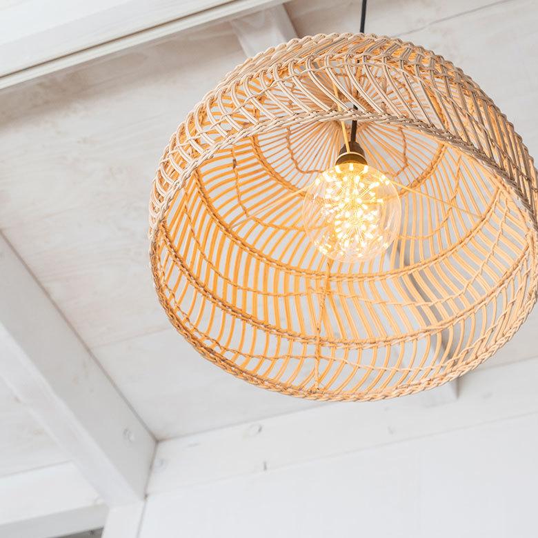 ペンダントライト ランプシェード ラタン 籐 1灯 口金26 60W LED ペンダントライト ランプシェード ラタン 籐 1灯 口金26 60W LED