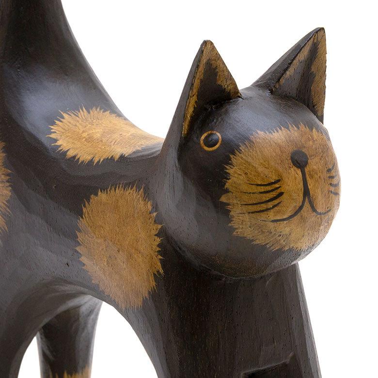 トイレットペーパーホルダー バリ ネコ 猫 置物 天然木 木彫り オブジェ アジアン雑貨 手彫り リゾート おしゃれ 13983 | ブランド登録なし | 15