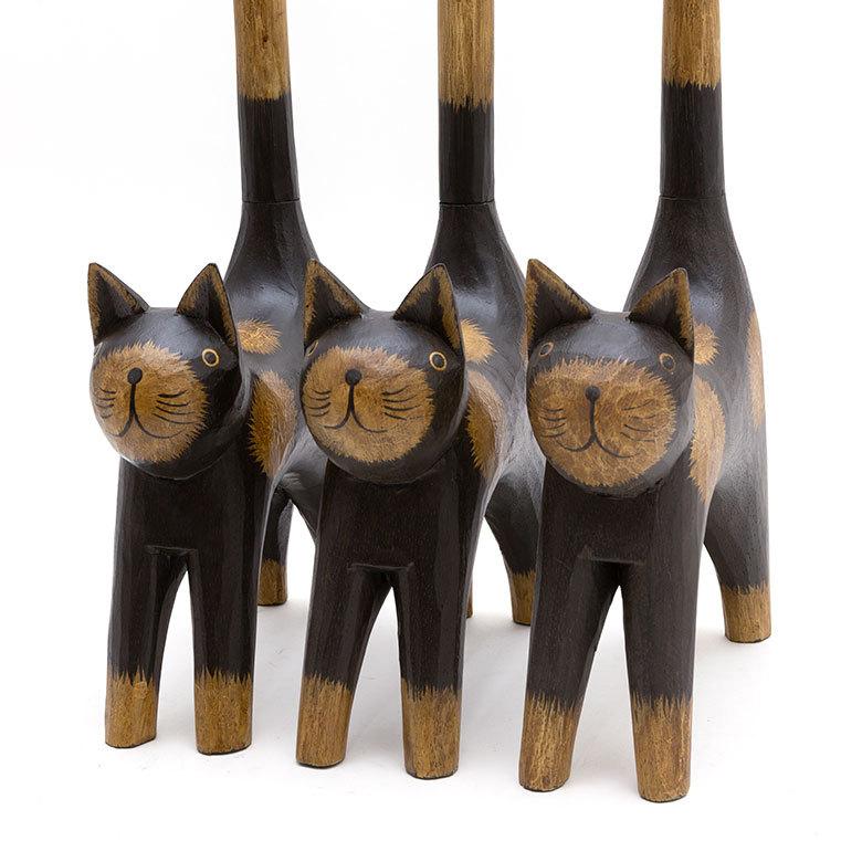 トイレットペーパーホルダー バリ ネコ 猫 置物 天然木 木彫り オブジェ アジアン雑貨 手彫り リゾート おしゃれ 13983 | ブランド登録なし | 17