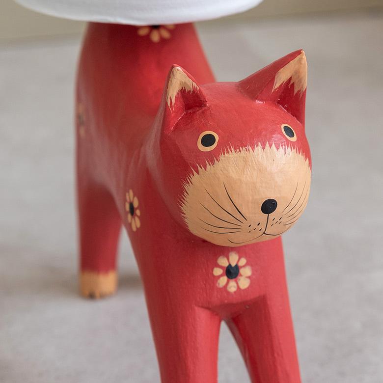 トイレットペーパー ホルダー  猫 ネコ  尻尾  バリ島 ピンク  オブジェ 置物 木彫り ディスプレイ 収納 キッチンペーパー トイレ アジアン 雑貨 おしゃれ 13987 | ブランド登録なし | 01