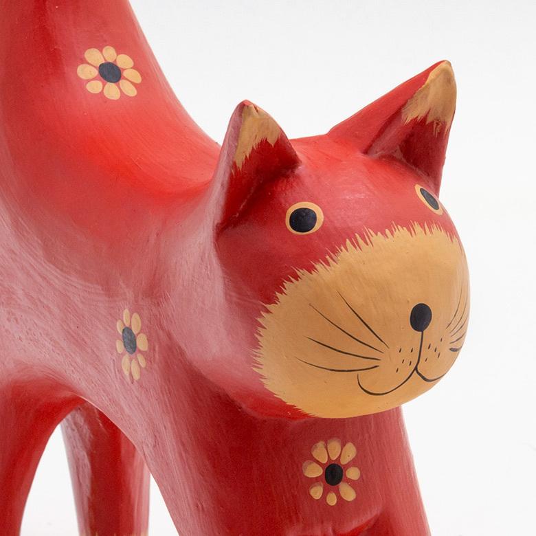 トイレットペーパー ホルダー  猫 ネコ  尻尾  バリ島 ピンク  オブジェ 置物 木彫り ディスプレイ 収納 キッチンペーパー トイレ アジアン 雑貨 おしゃれ 13987 | ブランド登録なし | 15