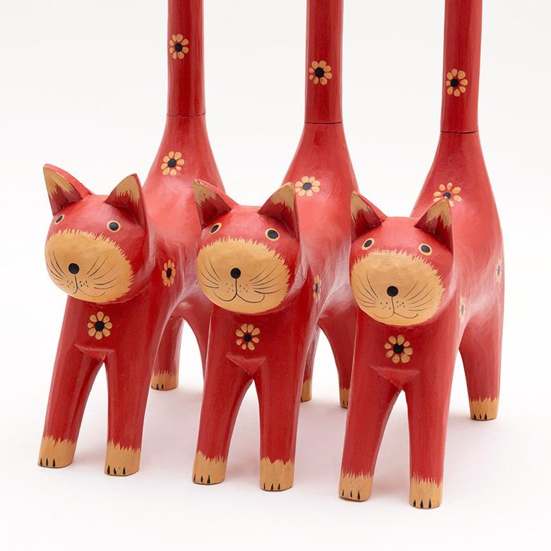 トイレットペーパー ホルダー  猫 ネコ  尻尾  バリ島 ピンク  オブジェ 置物 木彫り ディスプレイ 収納 キッチンペーパー トイレ アジアン 雑貨 おしゃれ 13987 | ブランド登録なし | 17