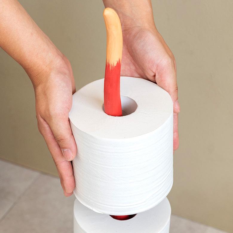 トイレットペーパー ホルダー  猫 ネコ  尻尾  バリ島 ピンク  オブジェ 置物 木彫り ディスプレイ 収納 キッチンペーパー トイレ アジアン 雑貨 おしゃれ 13987 | ブランド登録なし | 06