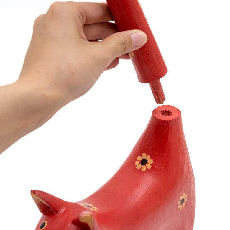 トイレットペーパー ホルダー  猫 ネコ  尻尾  バリ島 ピンク  オブジェ 置物 木彫り ディスプレイ 収納 キッチンペーパー トイレ アジアン 雑貨 おしゃれ 13987 | ブランド登録なし | 09