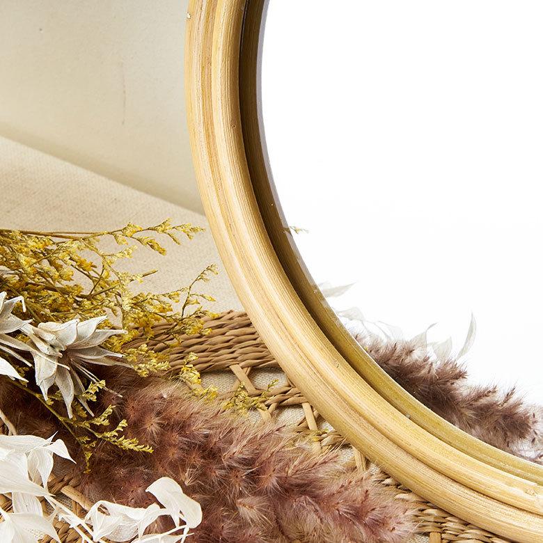 ELEMENTS ミラー 鏡 おしゃれ 壁掛け 立て掛け 卓上 ラタン かがみ 籐