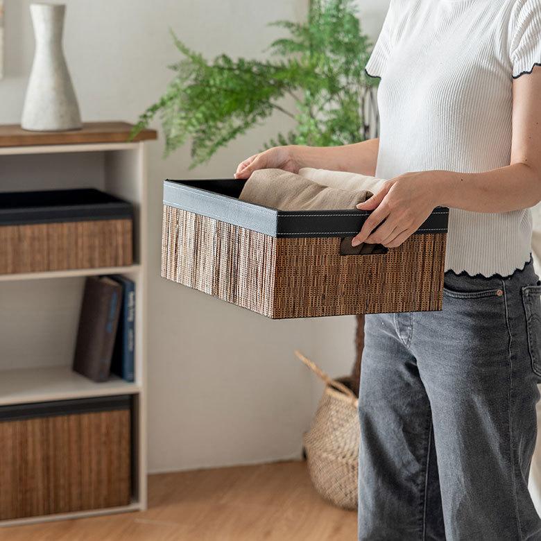 収納 ボックス インナー カラー パームリディ 持ち手 スクエア ケース  衣類 小物 整理 引き出し リビング クローゼット おしゃれ アジアン 雑貨 バリ  13994 | ブランド登録なし | 13