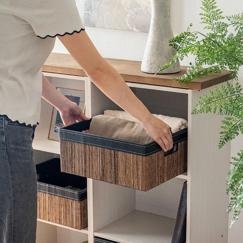 収納 ボックス インナー カラー パームリディ 持ち手 スクエア ケース  衣類 小物 整理 引き出し リビング クローゼット おしゃれ アジアン 雑貨 バリ  13994 | ブランド登録なし | 02