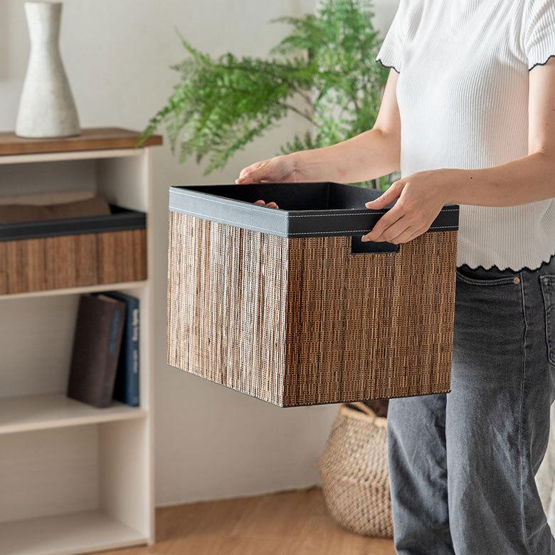収納 ボックス インナー カラー パームリディ 持ち手 スクエア ケース  衣類 小物 整理 引き出し リビング クローゼット おしゃれ アジアン 雑貨 バリ  13995 | ブランド登録なし | 13