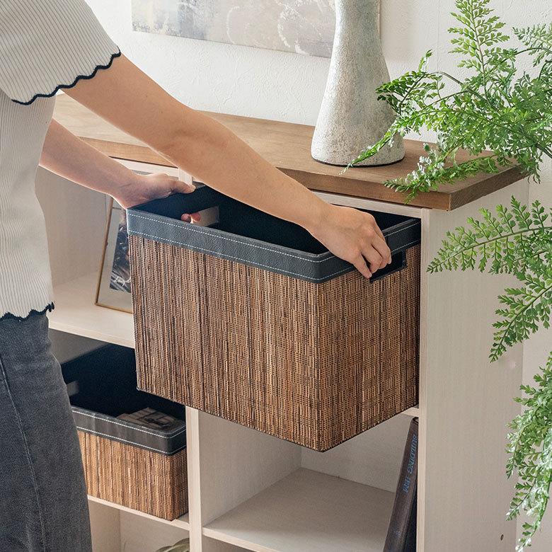 収納 ボックス インナー カラー パームリディ 持ち手 スクエア ケース  衣類 小物 整理 引き出し リビング クローゼット おしゃれ アジアン 雑貨 バリ  13995 | ブランド登録なし | 02