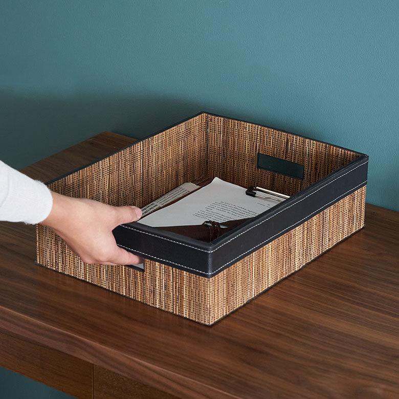 トレイ 収納 持ち手 A4 パームリディ トレー ケース レター デスク 卓上 机上 小物 書類  文房具 オフィス おしゃれ アジアン 雑貨 バリ島 南国 リゾート  13996 | ブランド登録なし | 02