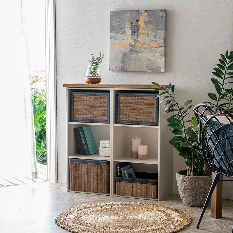 収納 ボックス フタ付き 折りたたみ パームリディ インナー カラー 折り畳み ケース インテリア リビング おしゃれ アジアン 雑貨 バリ島 南国 リゾート  13997 | ブランド登録なし | 19