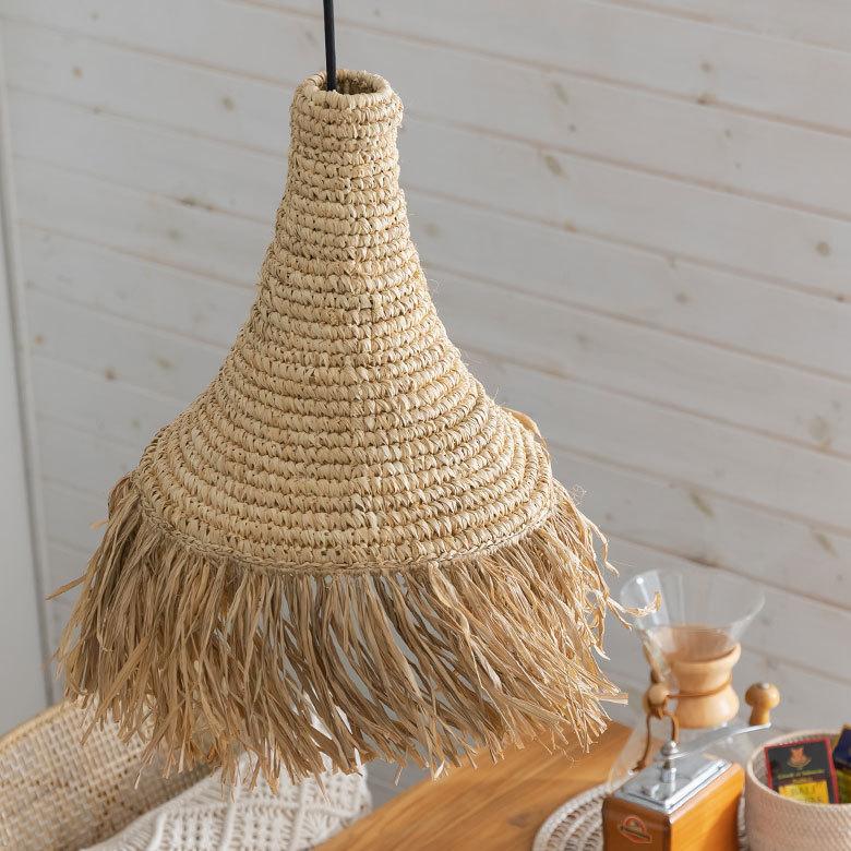 ランプ シェード ペンダント ライト 照明 器具 ラフィア 1灯 口金E26 60W LED対応 天井 シーリング 吊り下げ リゾート 西海岸風 塩系 男前 14003 | ELEMENTS（インテリア） | 12