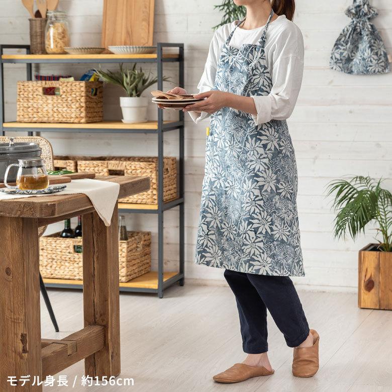 メール便対応 エプロン ワンピース フル スタンプ バティック 花柄