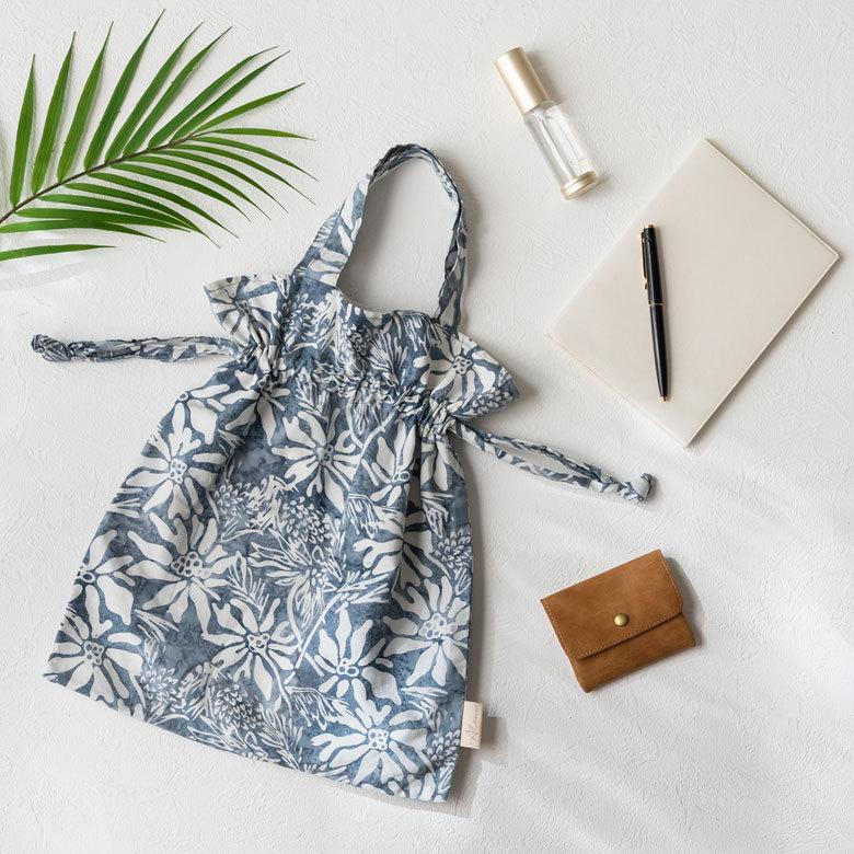 メール便対応 巾着 小物入れ スタンプ バティック 花柄 Alami アラミ トート エコ バッグ ランチ お弁当 手提げ 袋 おしゃれ 北欧  ナチュラル リゾート 14006 | ブランド登録なし | 03