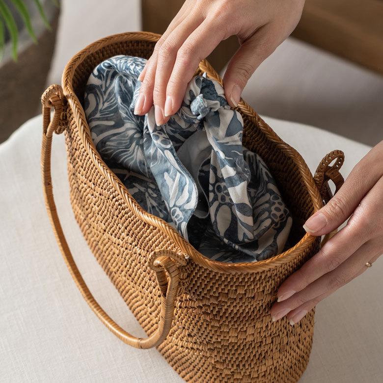 メール便対応 バッグイン バッグ あずま 袋 インナー スタンプ バティック 花柄 Alami アラミ ランチ 風呂敷 エコ おしゃれ 北欧  ナチュラル リゾート 14007 | ブランド登録なし | 10