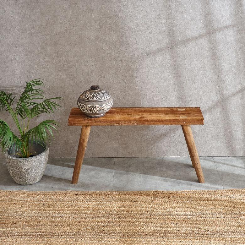 ベンチ ウッドベンチ 古材 チーク ウッド 約 W 75.5 × D 20 × H 39 cm 椅子 チェア いす イス ダイニングベンチ 長椅子 2人掛け 二人掛け 2P 花台  14010 | ELEMENTS（インテリア） | 11