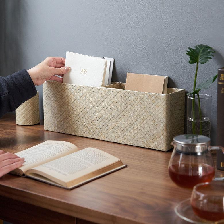 卓上 収納 デスク 机上 スリム 仕切り付 パンダン リモコン ペン 立て スリッパ 入れ  小物 スタンド 玄関 省スペース おしゃれ オフィス 北欧 西海岸 14011 | ELEMENTS（インテリア） | 04