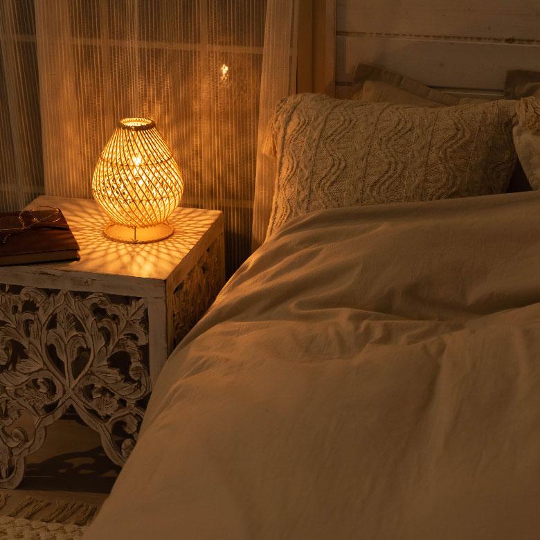 テーブル ライト ラタン ランプ シェード 口金 E12 LED対応  デスク モダン 卓上 照明 オブジェ ナチュラル 器具 北欧 リゾート 西海岸 韓国 インテリア 14015 | ELEMENTS（インテリア） | 10