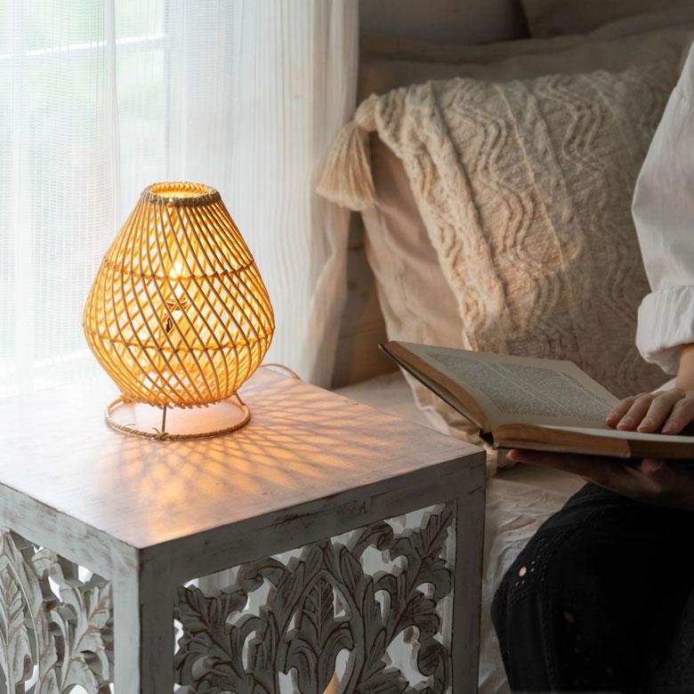 テーブル ライト ラタン ランプ シェード 口金 E12 LED対応  デスク モダン 卓上 照明 オブジェ ナチュラル 器具 北欧 リゾート 西海岸 韓国 インテリア 14015 | ELEMENTS（インテリア） | 11
