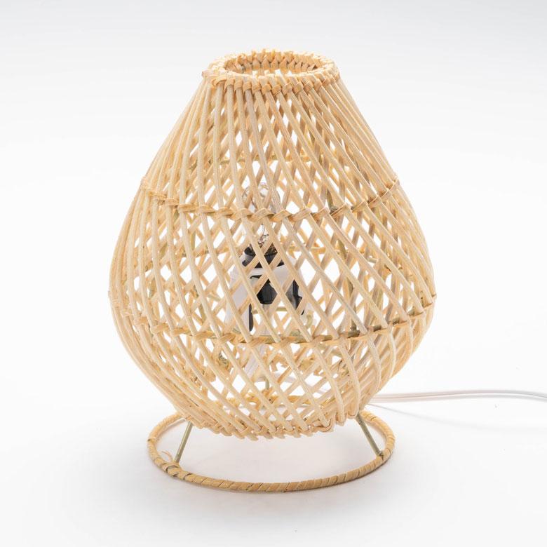 テーブル ライト ラタン ランプ シェード 口金 E12 LED対応  デスク モダン 卓上 照明 オブジェ ナチュラル 器具 北欧 リゾート 西海岸 韓国 インテリア 14015 | ELEMENTS（インテリア） | 16