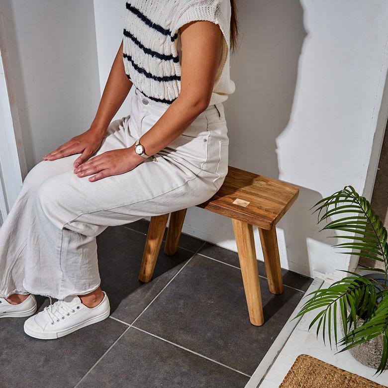 ベンチ ウッド 古材 チーク 木製 ショート 椅子 チェア ダイニング 花台 フラワー スタンド 飾り台 玄関 スツール おしゃれ 北欧 室内 家具 西海岸 14016 | ELEMENTS（インテリア） | 15