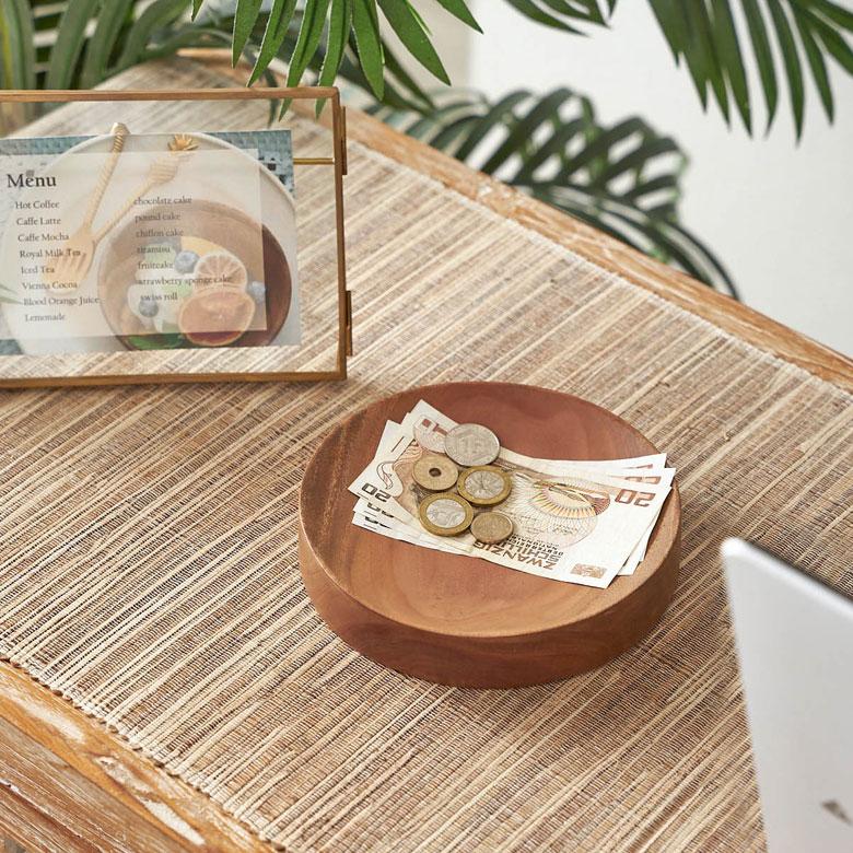 ウッド トレイ 小物 入れ 天然木 ラウンド 丸 径16cm 高さ3cm ブラウン コイン トレー デスク 鍵置き アクセサリー つり銭 おしゃれ 北欧 雑貨 西海岸風 14017 | ELEMENTS（インテリア） | 10