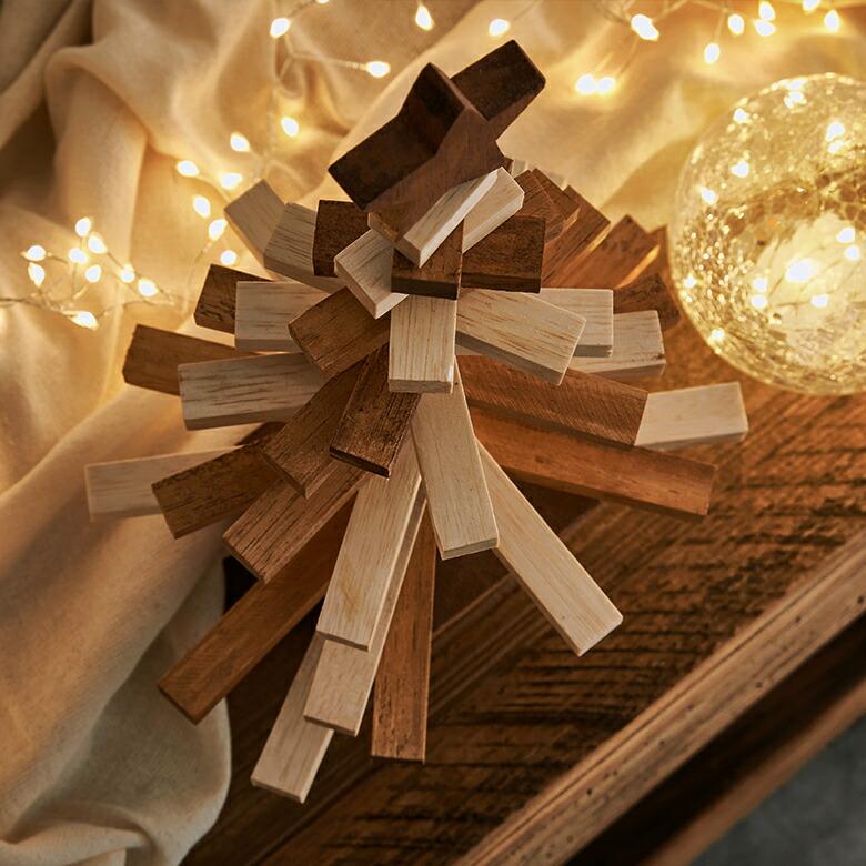 クリスマス ツリー オブジェ ウッド 天然木 アイアン 約 W 25cm D 10cm H 40cm ナチュラル デコレーション 卓上 おしゃれ 北欧 雑貨 インテリア 西海岸風 14018 | ELEMENTS（インテリア） | 06