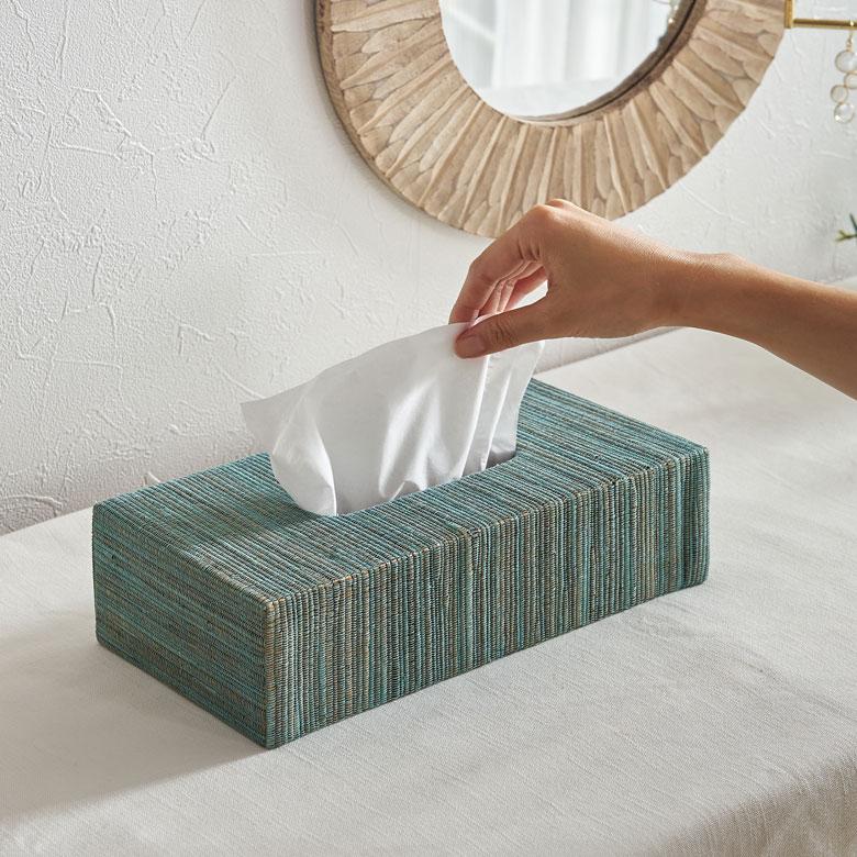 ティッシュ ケース ボックス カバー ウォーターヒヤシンス ブルー ピンク  W 27cm D 13cm H 7cm ホルダー 車 おしゃれ 北欧 西海岸風 14025 | ELEMENTS（インテリア） | 09