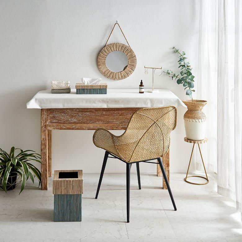 ティッシュ ケース ふた付 ボックス カバー ウォーターヒヤシンス ブルー ピンク W 27cm D 13.5cm H 7.5cm ホルダー おしゃれ 北欧 西海岸風 14026 | ELEMENTS（インテリア） | 13